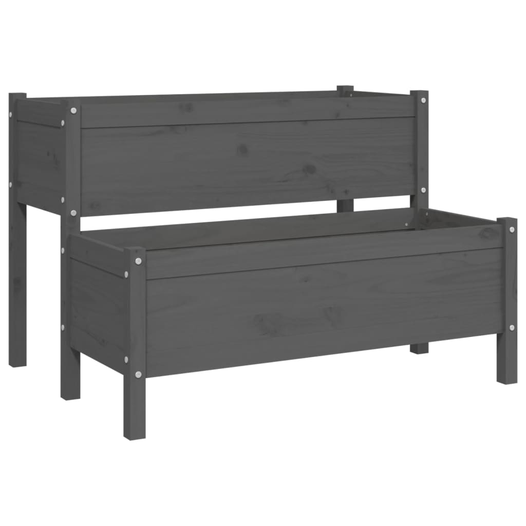 Vidaxl plantenbak 110x84x75 cm massief groenenhout grijs