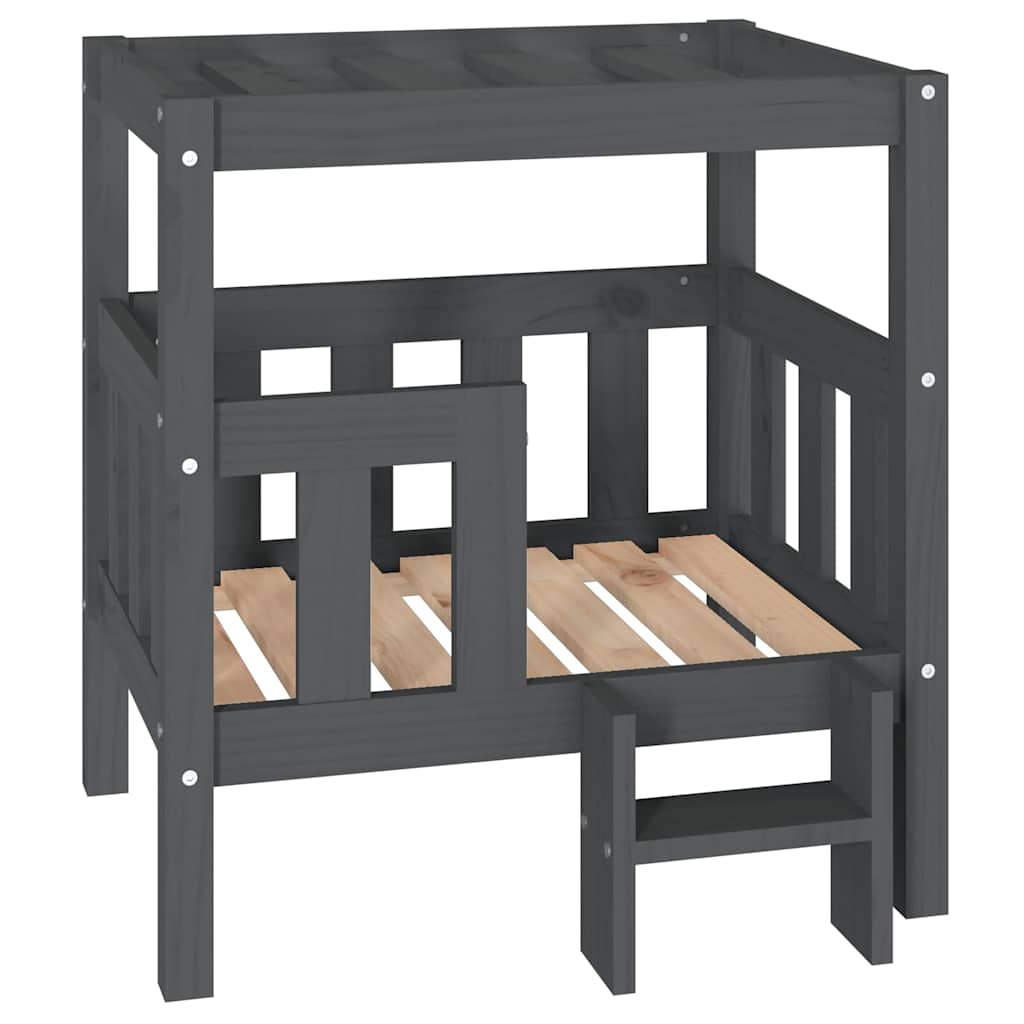 Vidaxl hondenmand 65,5x43x70 cm massief groenenhout grijs