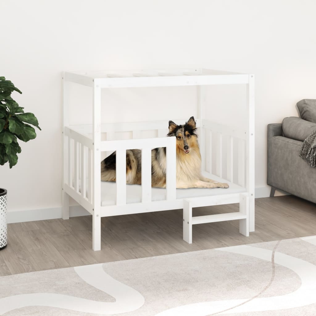 Vidaxl hondenmand 105,5x83,5x100 cm massief groenhout wit