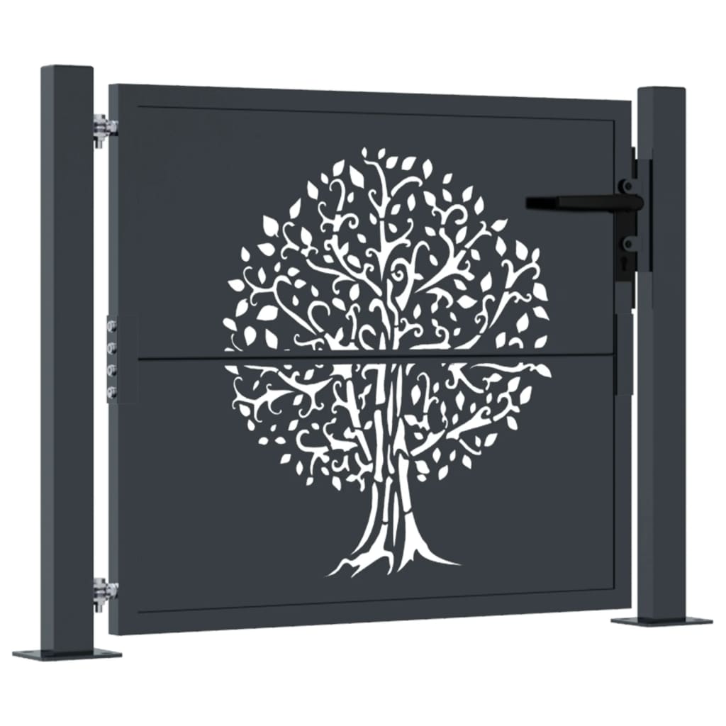 Vidaxl poort 100x75 cm met boomontwerp staal antracietkleurig