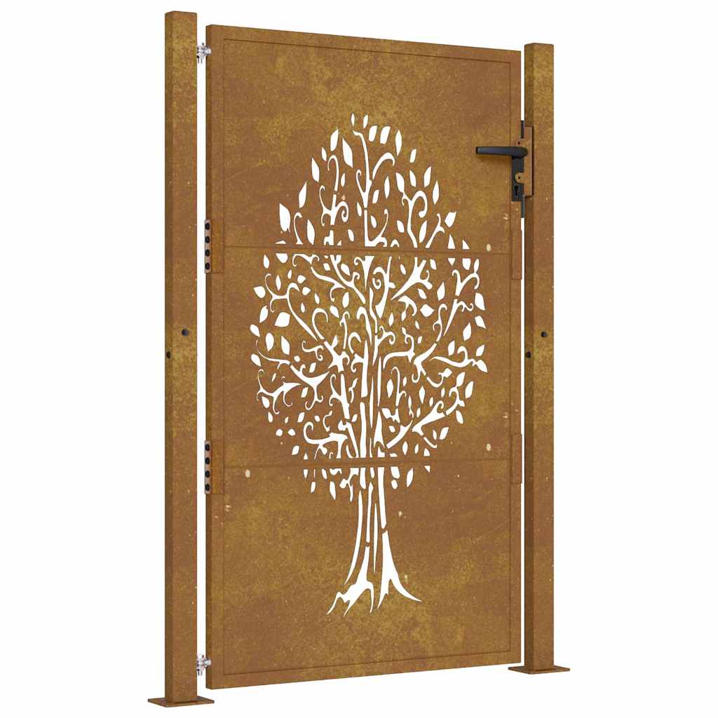 Vidaxl poort 100x150 cm boomontwerp cortenstaal