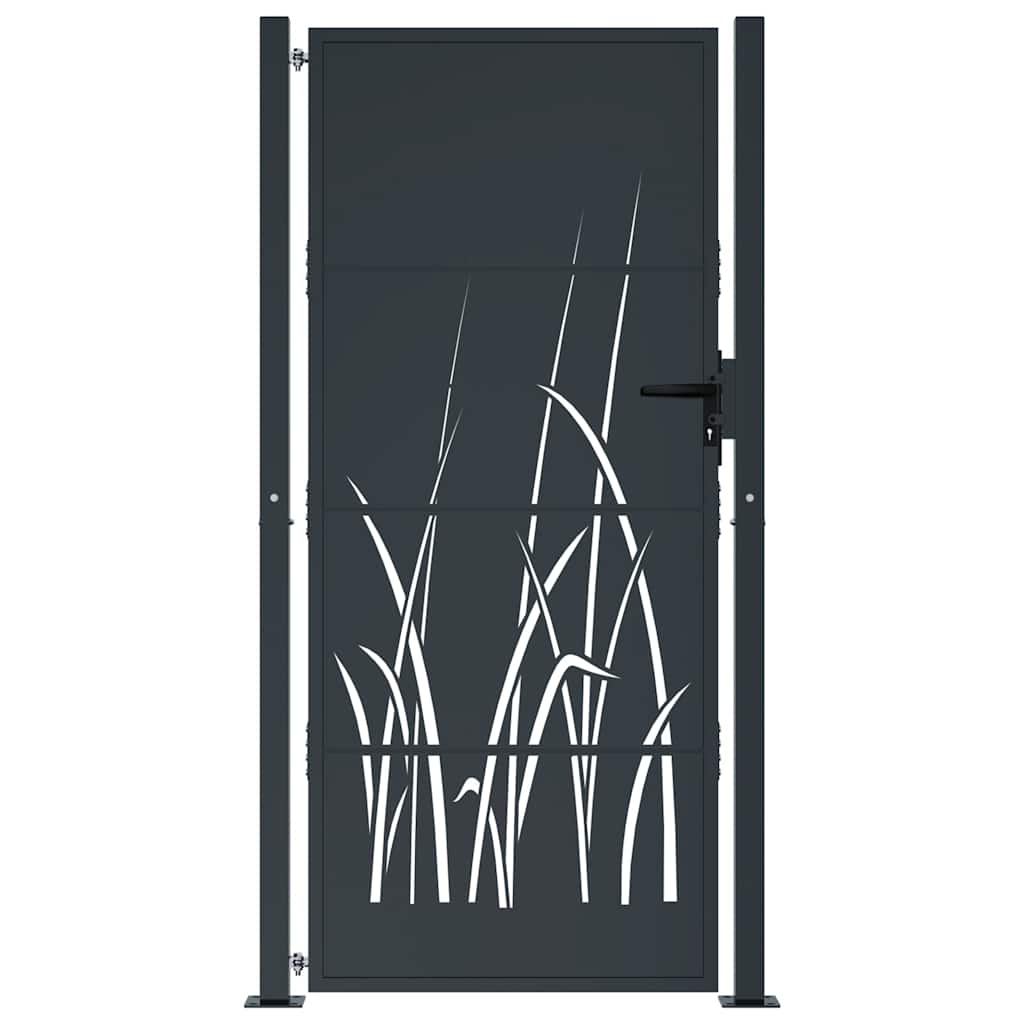 Vidaxl poort 100x200 cm met grasontwerp staal antracietkleurig