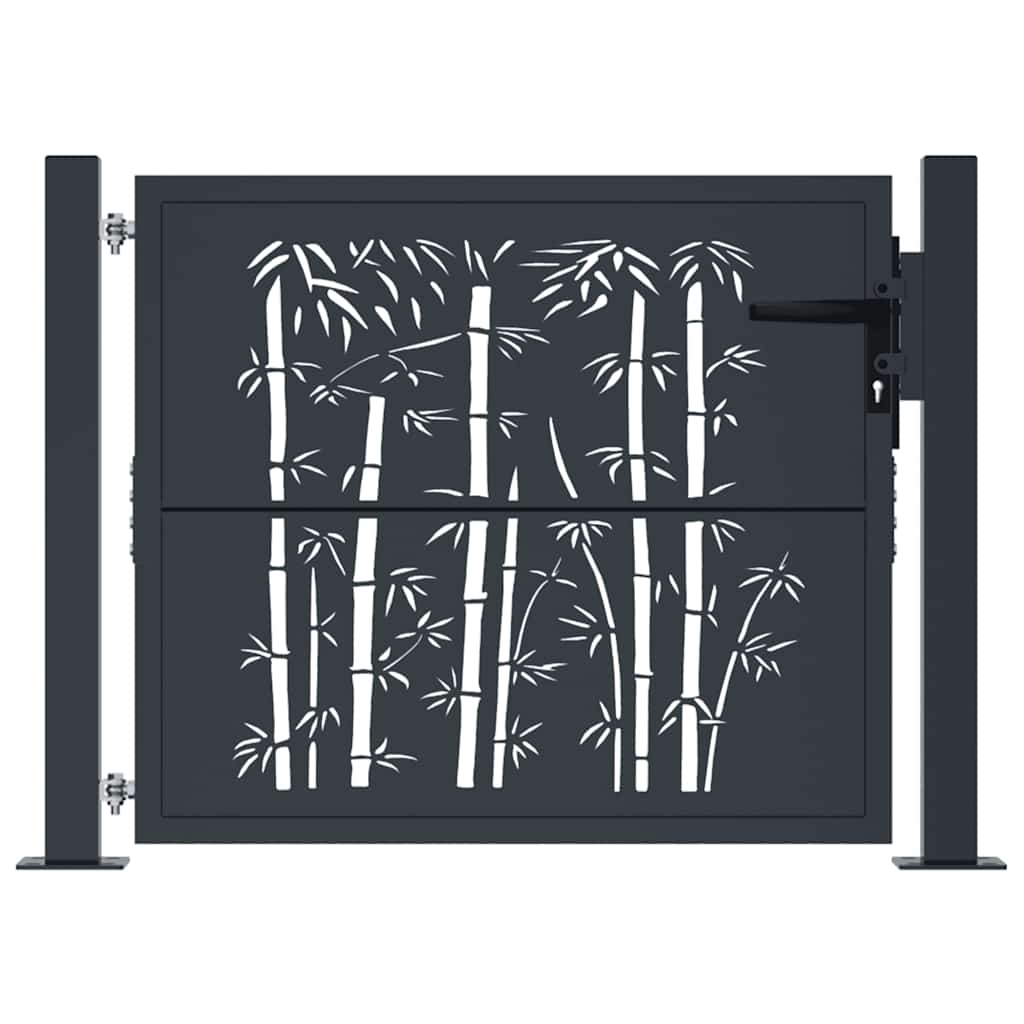 Vidaxl poort met bamboe-ontwerp 100x75 cm staal antracietkleurig