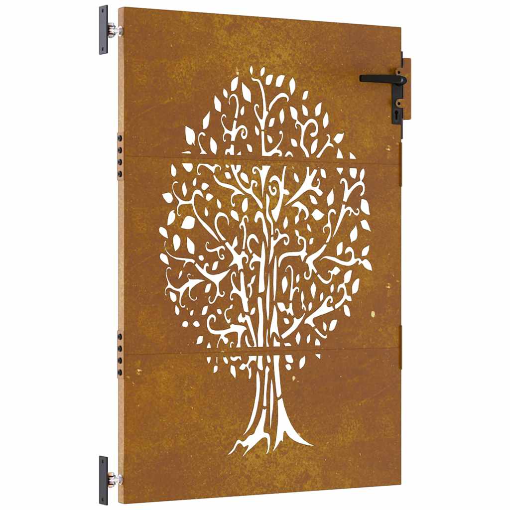 Vidaxl poort 85x125 cm boomontwerp cortenstaal