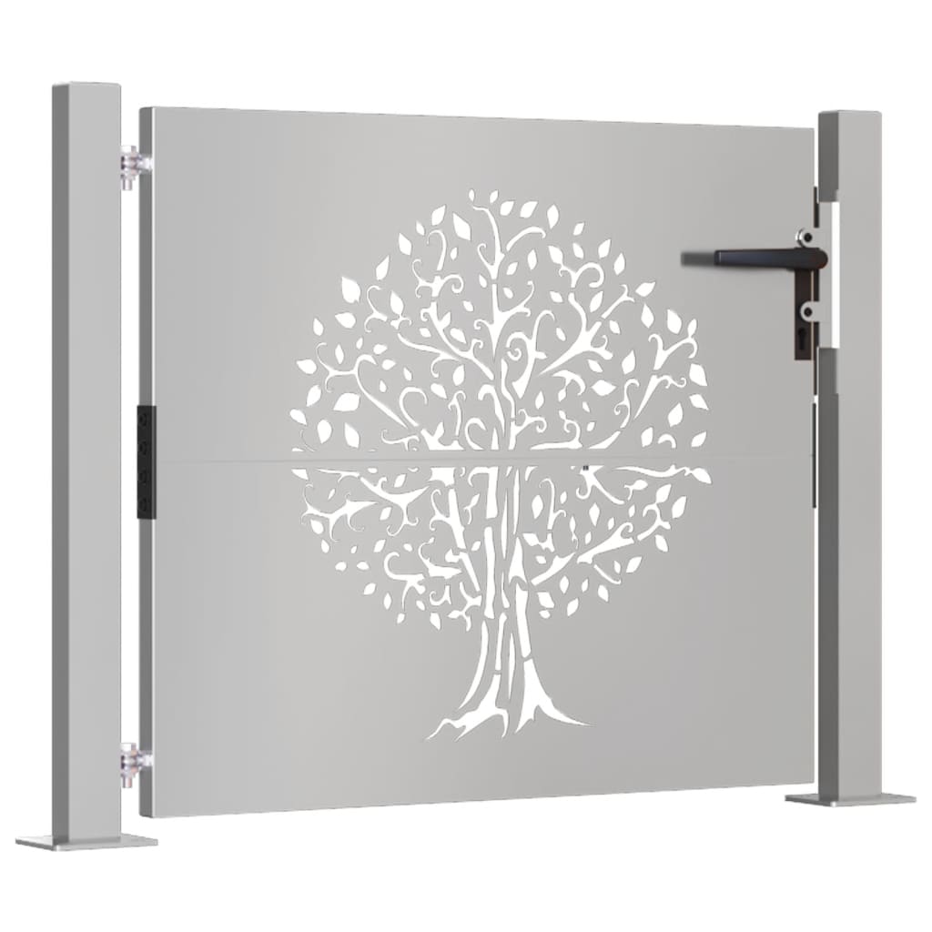 Vidaxl poort 105x105 cm boomontwerp cortenstaal