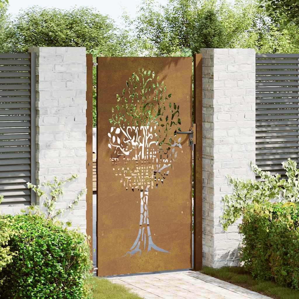 Vidaxl poort 105x205 cm cortenstaal giek ontwerp
