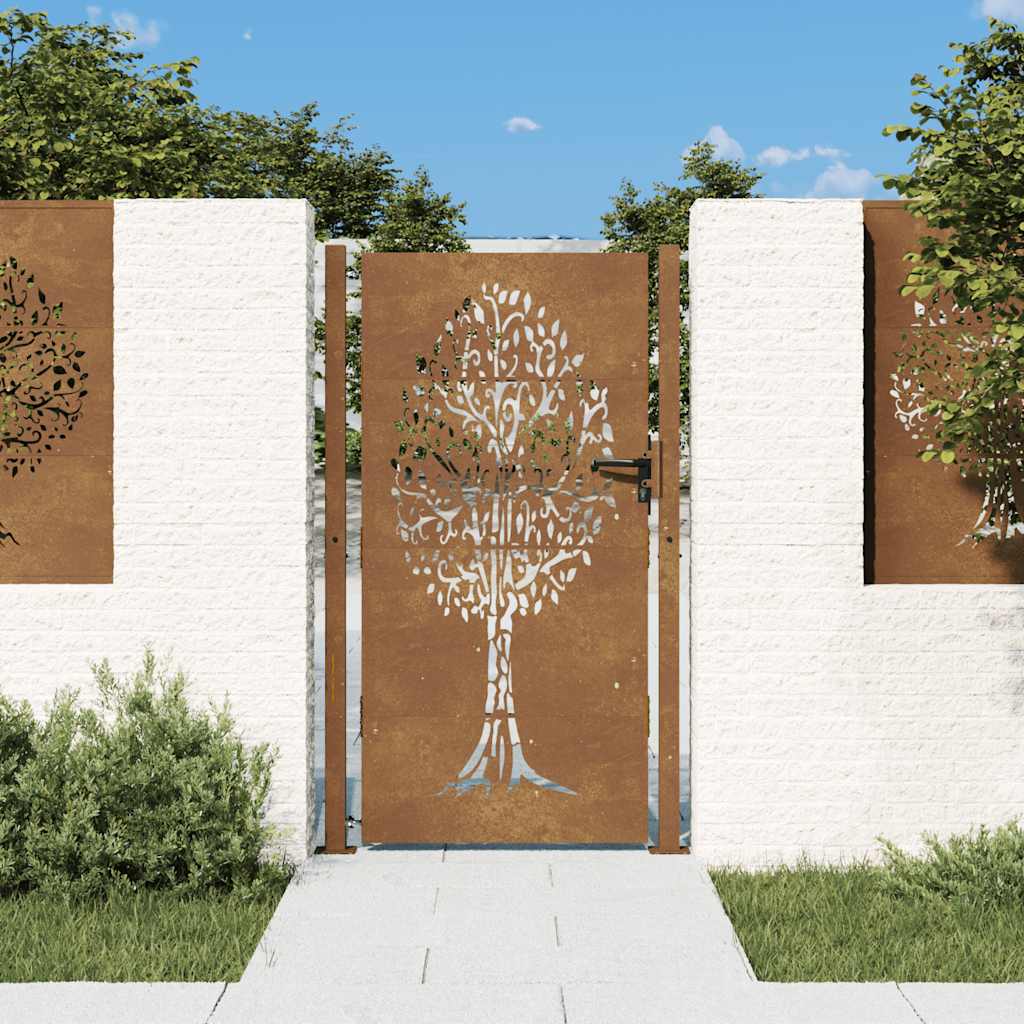 Vidaxl poort 105x205 cm cortenstaal giek ontwerp