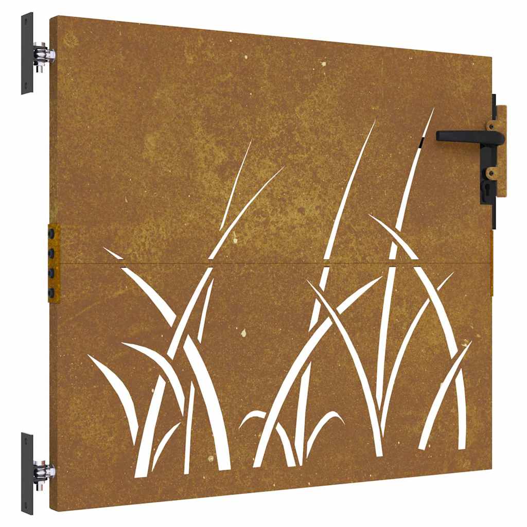 Vidaxl poort 85x75 cm grasontwerp cortenstaal