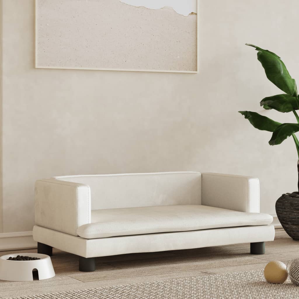 VidaXL Hondenmand 80x45x30 cm fluweel crèmekleurig