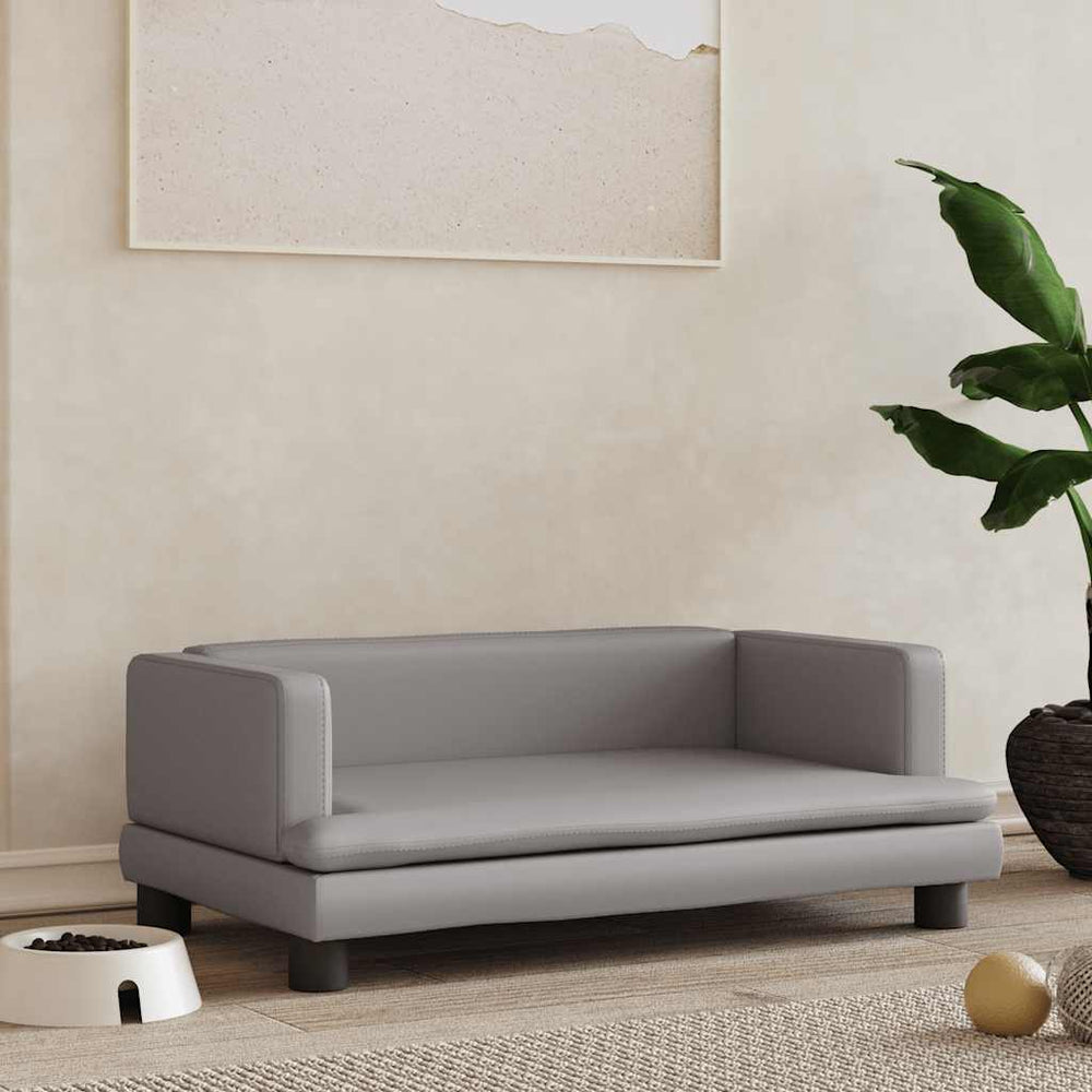 Vidaxl hondenmand 80x45x30 cm kunstleer grijs