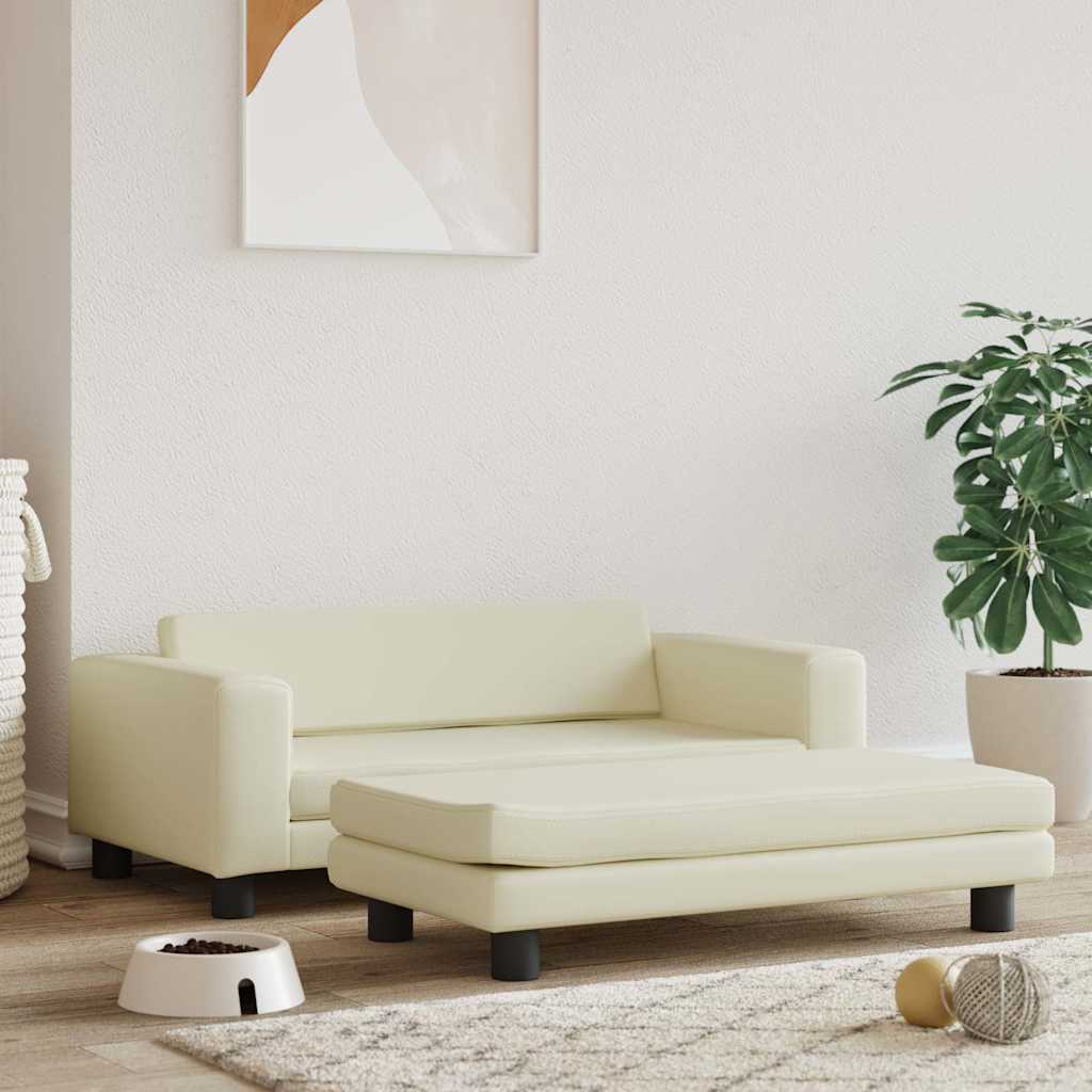 VidaXL Hondenmand met verlengstuk 100x50x30 cm kunstleer crèmekleurig