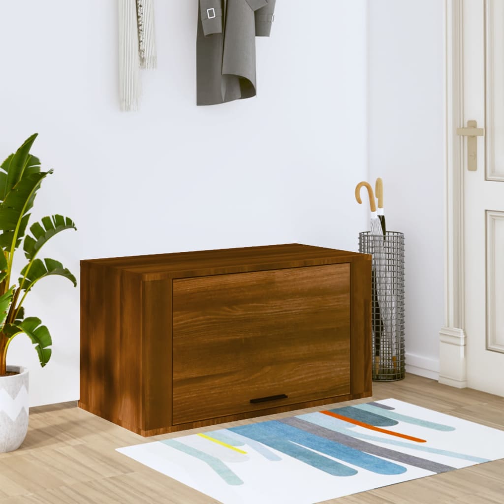 VidaXL Wandschoenenkast 70x35x38 cm massief groenhout bruineiken