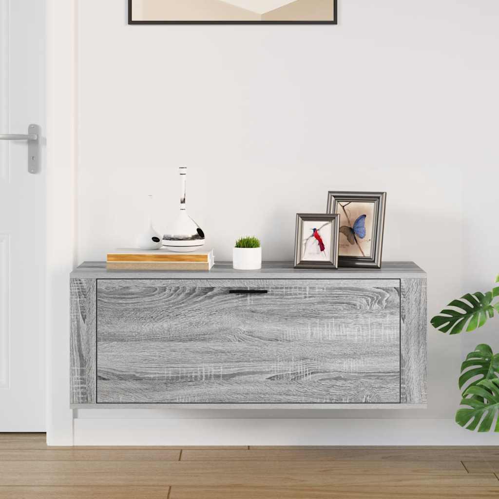 Vidaxl wandschoenenkast 100x35x38 cm bewerkt hout grijs sonoma