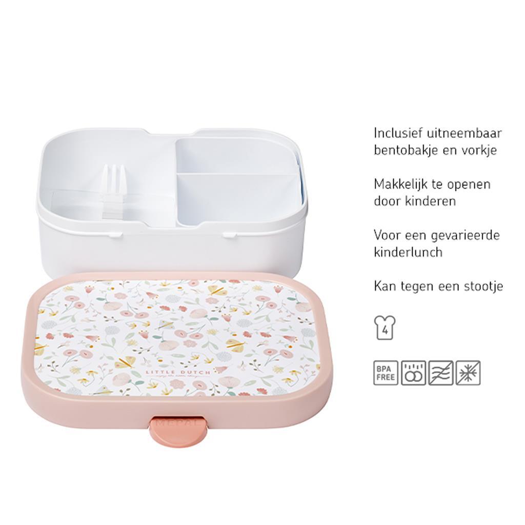 Mepal campus lunchbox little dutch flowers and butterflies roze wit