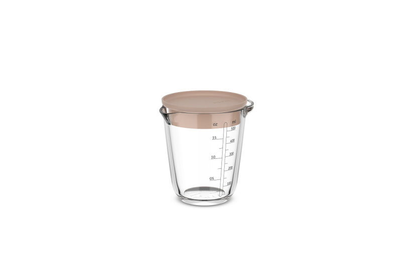 Mepal glas maatbeker chef it 500ml met deksel - chalk