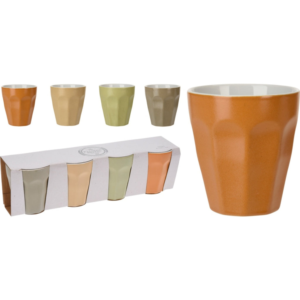 Excellent Houseware Huishoudartikelen Bekerset Porselein 250 Ml 4 Stuks