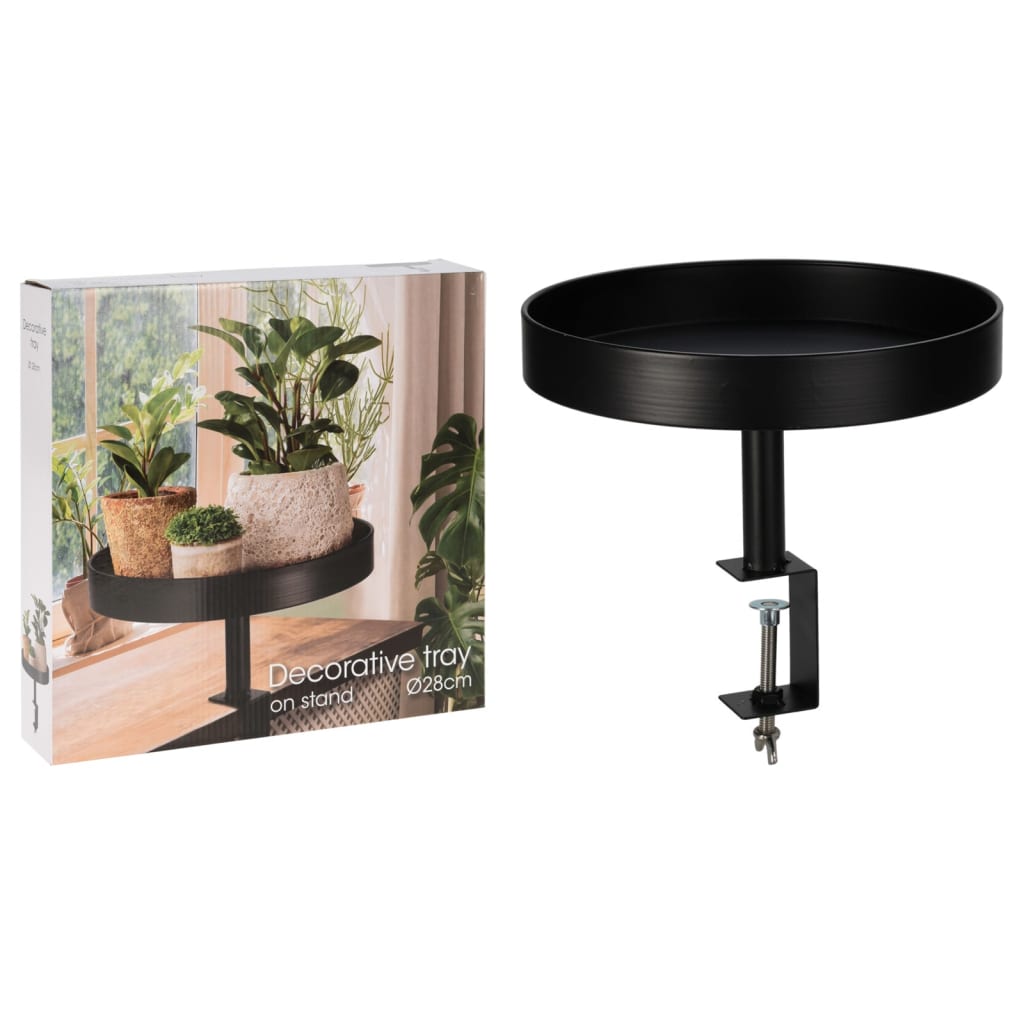 HS Collection HS Collection Dienblad met klem decoratief 28x26 cm zwart