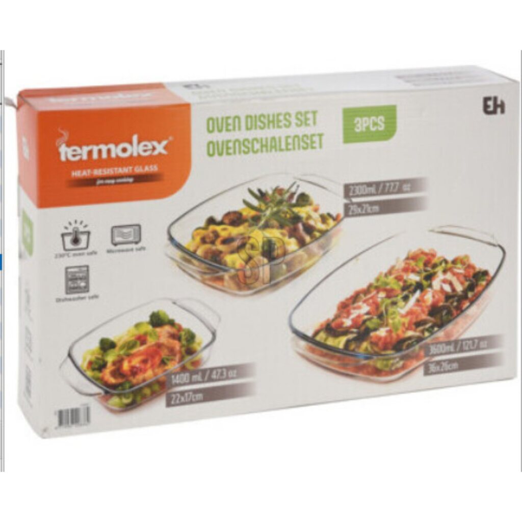 Diverse ovenschaal glazenset 3 stuks