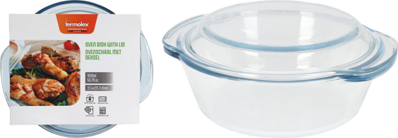 Termolex ovenschaal glas met deksel 1,5 l