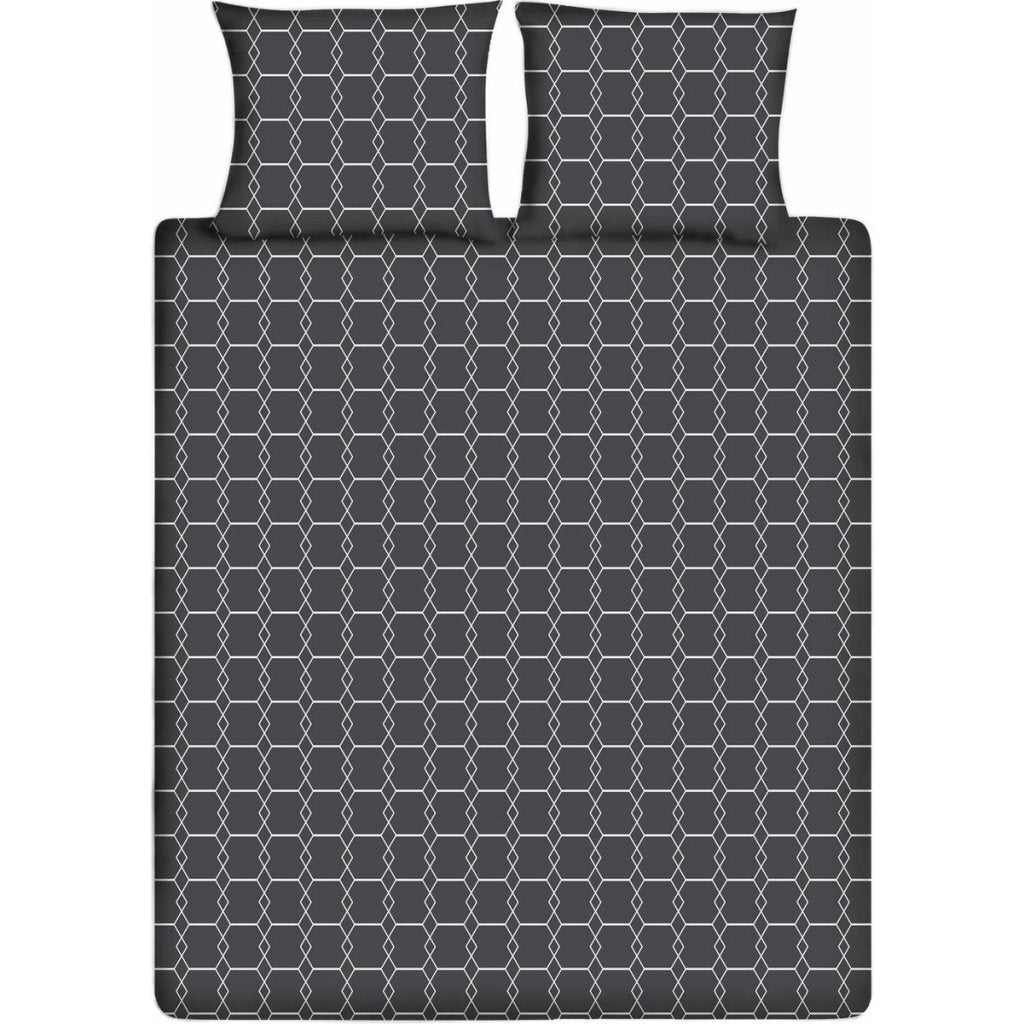 Ten cate katoenen eenpersoons dekbedovertrek 140x200 220 cm grafisch antraciet