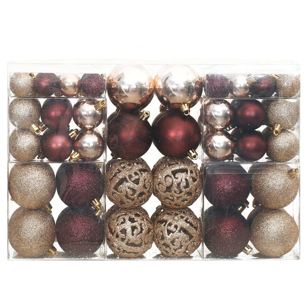 VidaXL Kerstballen 100 st 3 4 6 cm champagnekleurig en bruin
