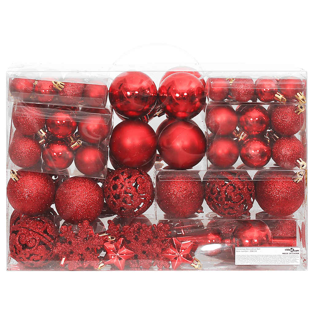 VidaXL 111-delige Kerstballenset piepschuim rood