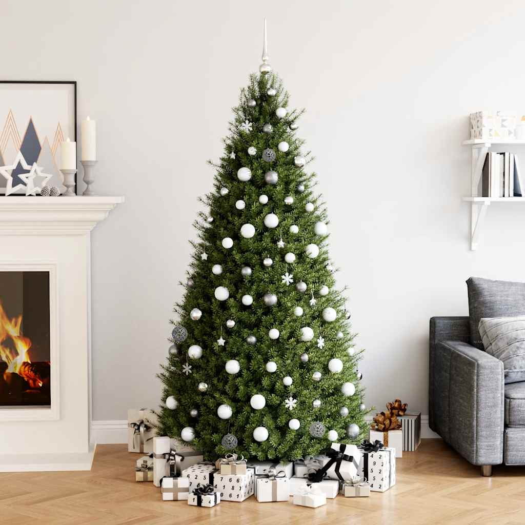 VidaXL 111-delige Kerstballenset piepschuim wit en grijs