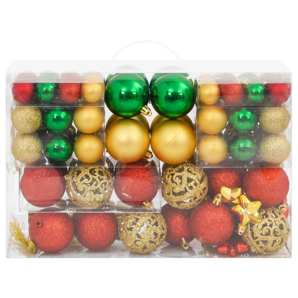 VidaXL 112-delige Kerstballenset piepschuim rood groen en goudkleurig