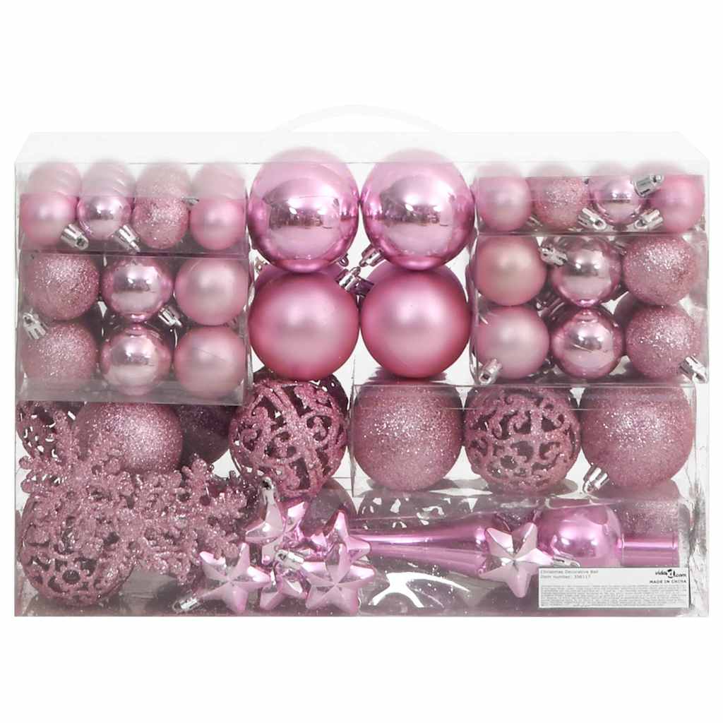 VidaXL 111-delige Kerstballenset piepschuim roze