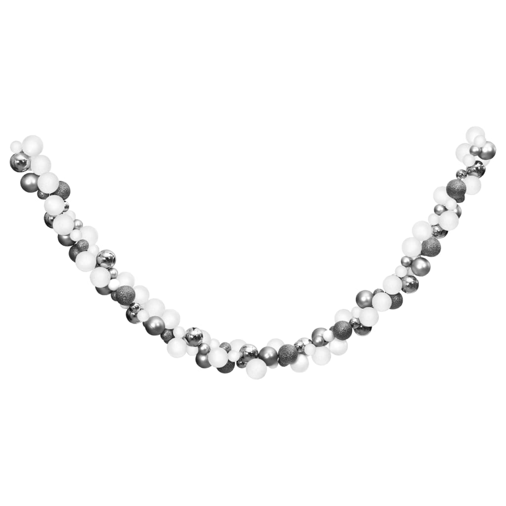 VidaXL Kerstslingerballen 175 cm polystyreen wit en grijs