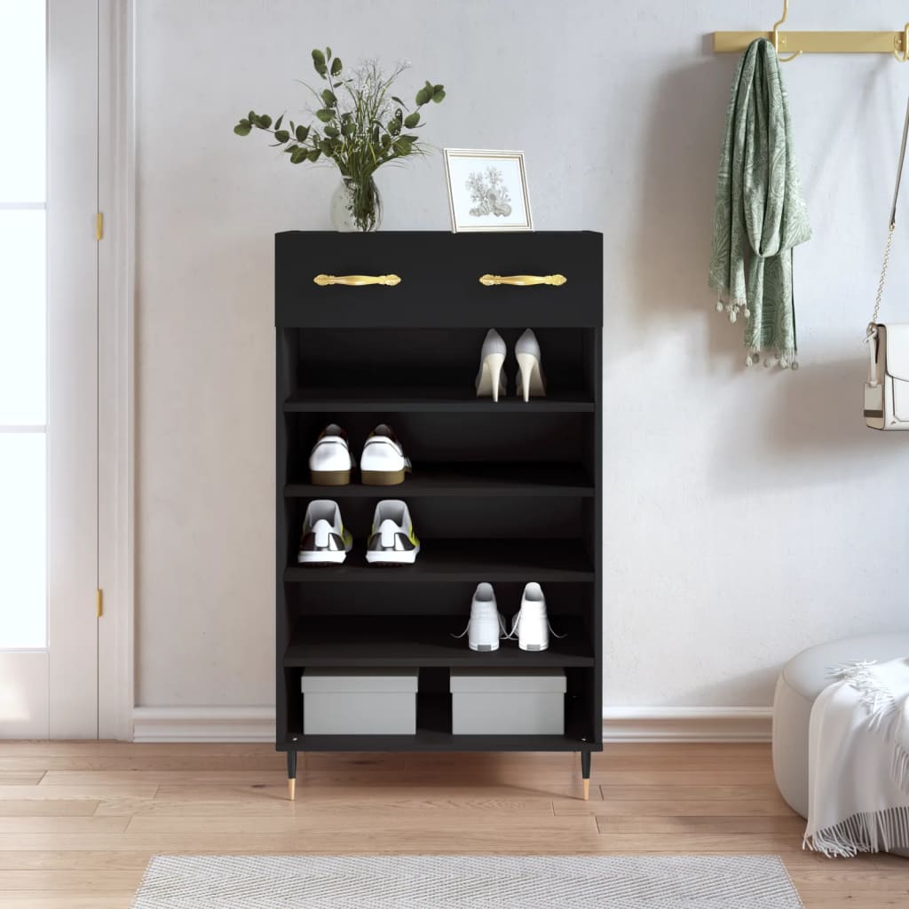 Vidaxl schoenenkast 60x35x105 cm bewerkt hout zwart