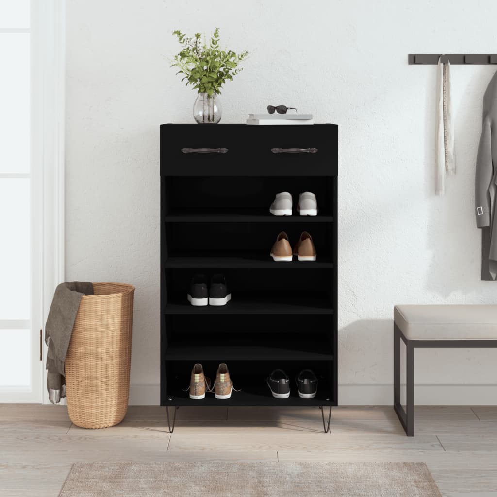 Vidaxl schoenenkast 60x35x105 cm bewerkt hout zwart