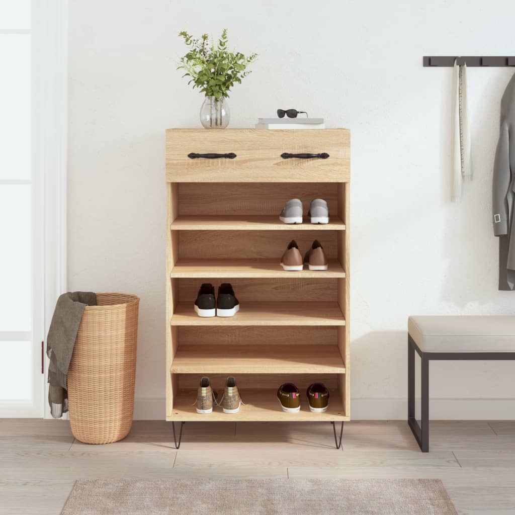 Vidaxl schoenenkast 60x35x105 cm bewerkt hout sonoma eikenkleurig