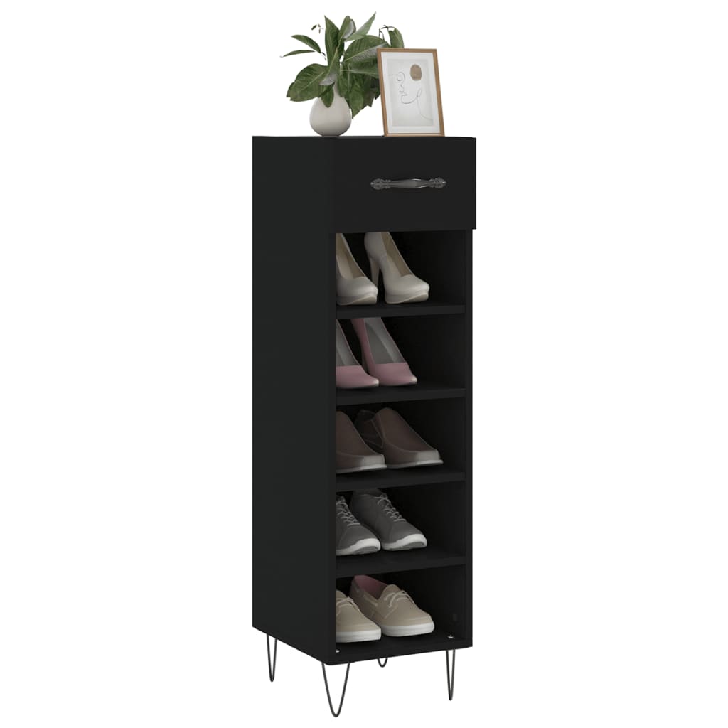 Vidaxl schoenenkast 30x35x105 cm bewerkt hout zwart