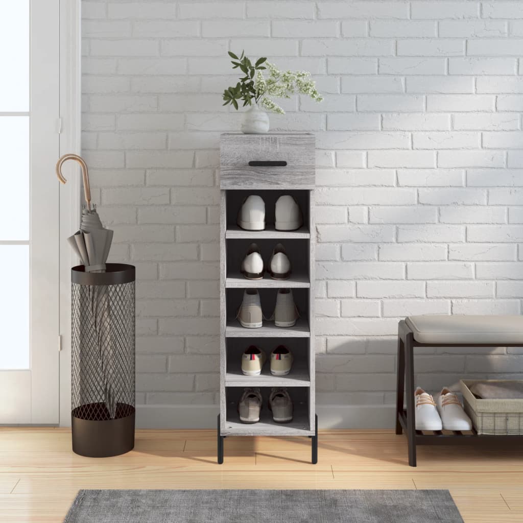 Vidaxl schoenenkast 30x35x105 cm bewerkt hout grijs sonoma eikenkleur