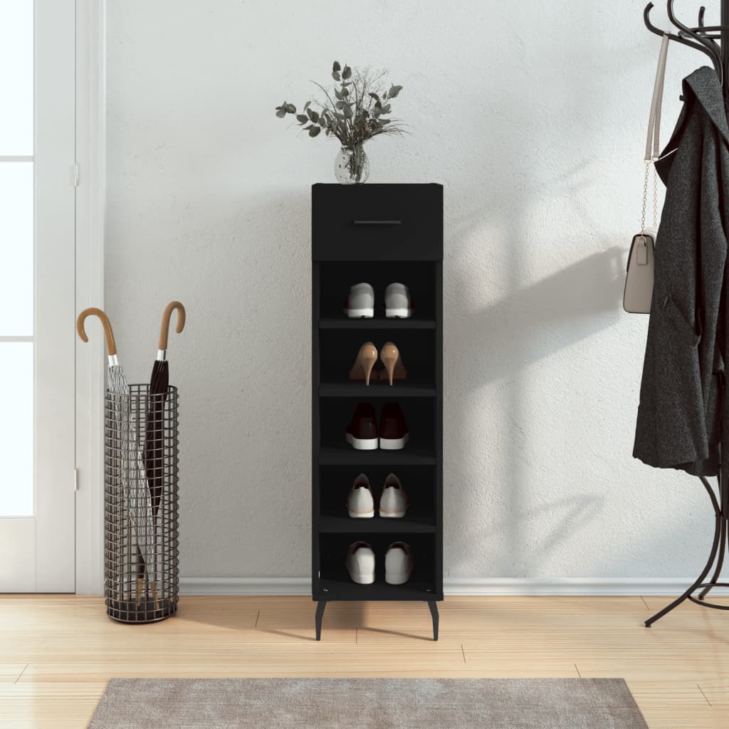 Vidaxl schoenenkast 30x35x105 cm bewerkt hout zwart