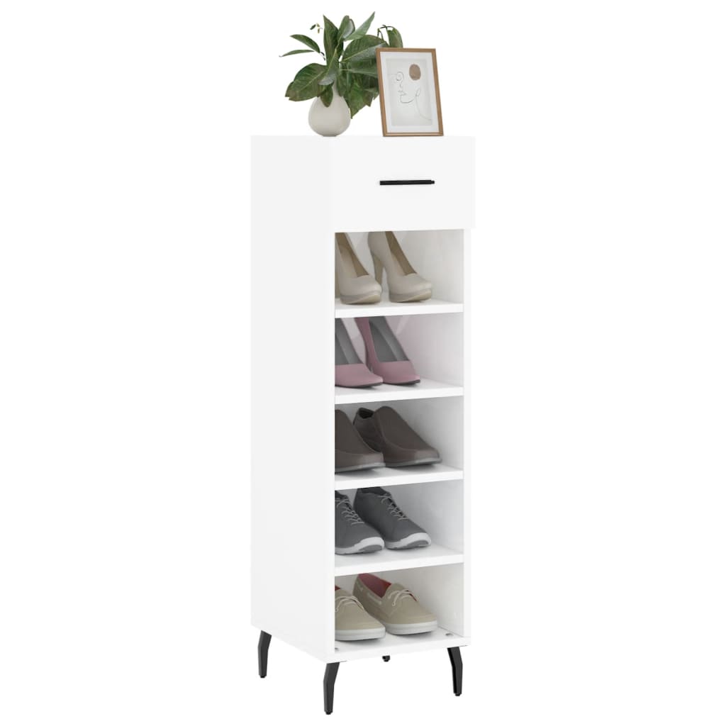 Vidaxl schoenenkast 30x35x105 cm bewerkt hout hoogglans wit