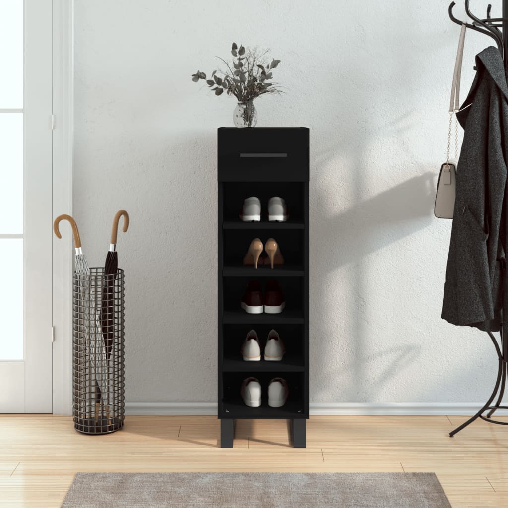 Vidaxl schoenenkast 30x35x105 cm bewerkt hout zwart