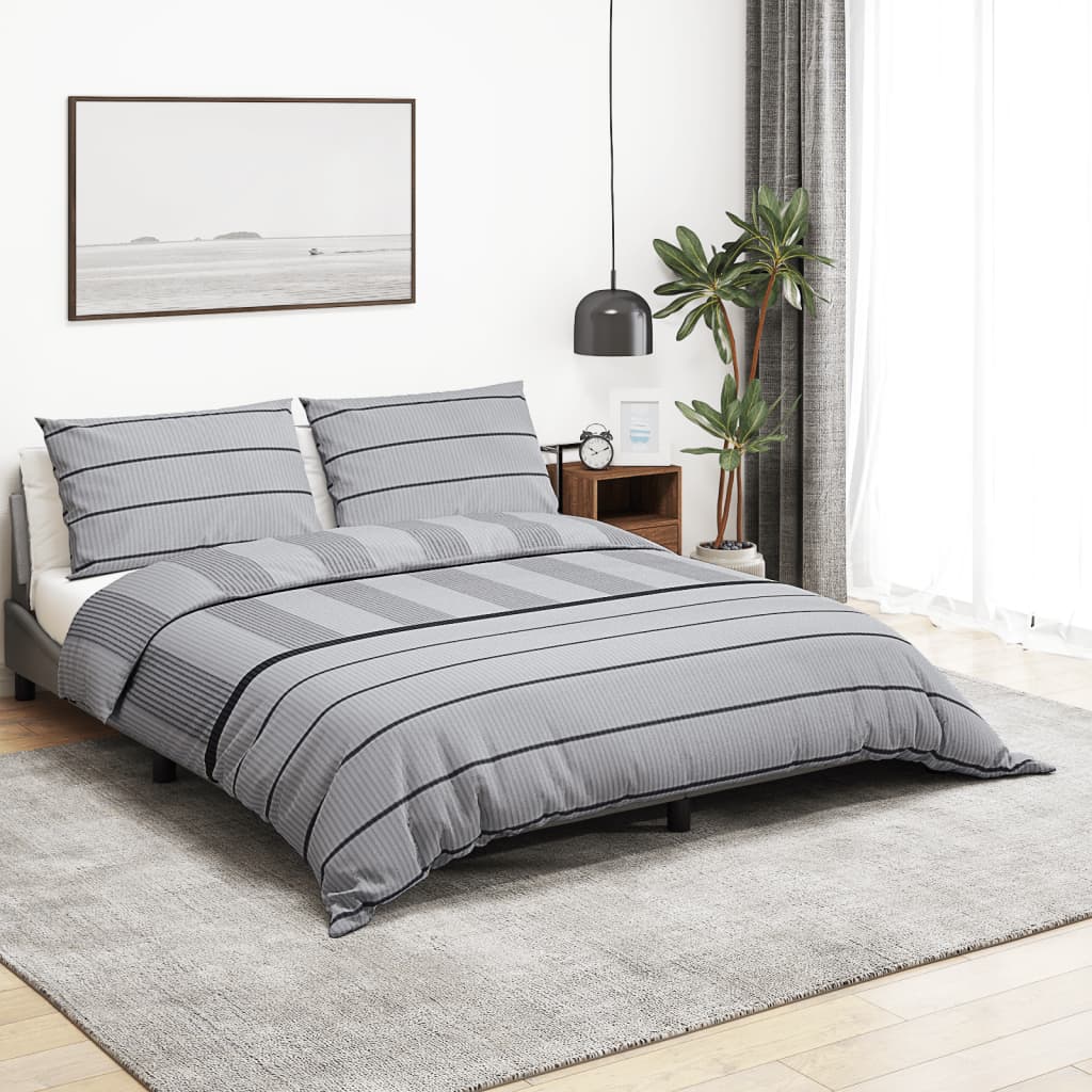 Vidaxl dekbedovertrekset 155x220 cm katoen grijs