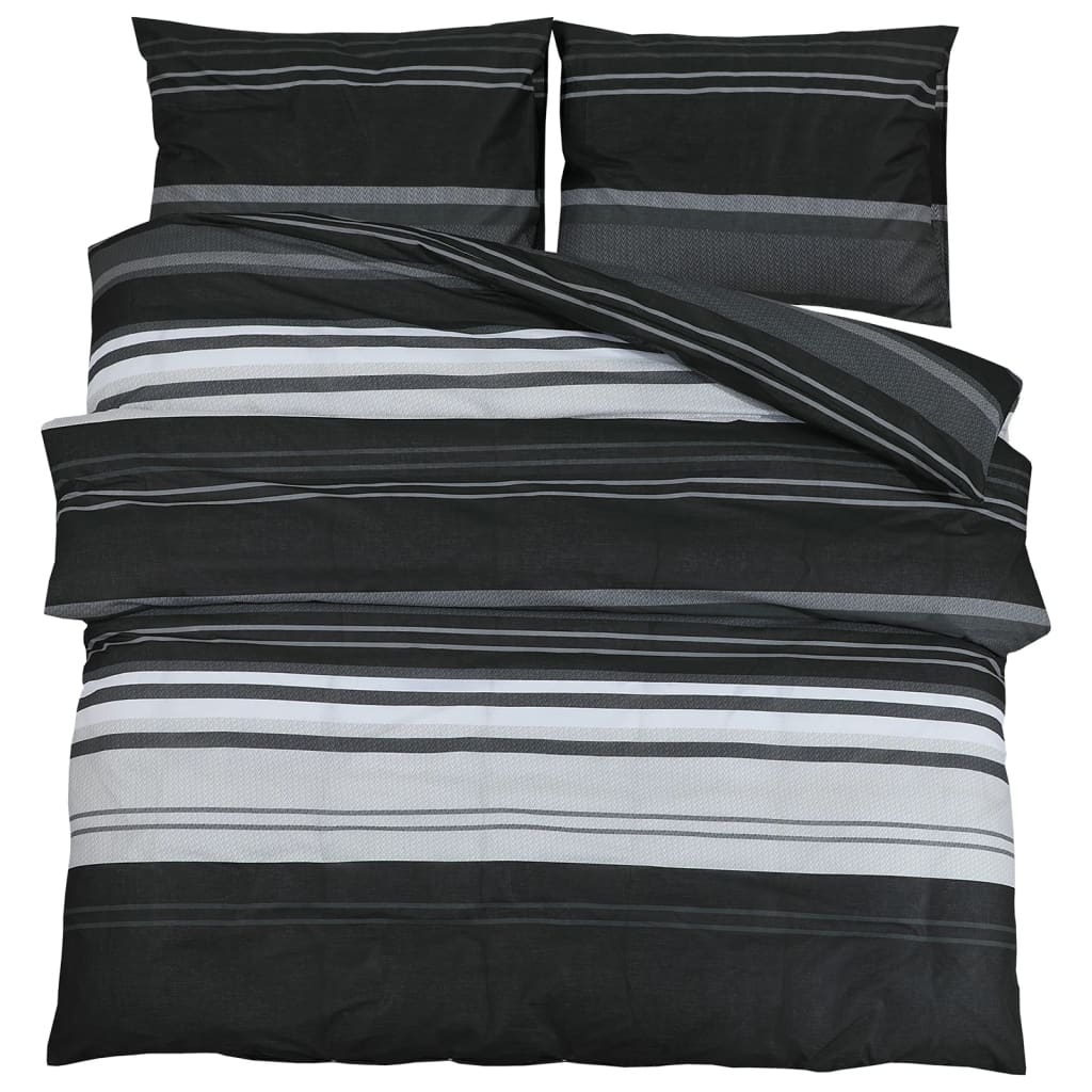 Vidaxl dekbedovertrekset 155x220 cm katoen zwart en wit