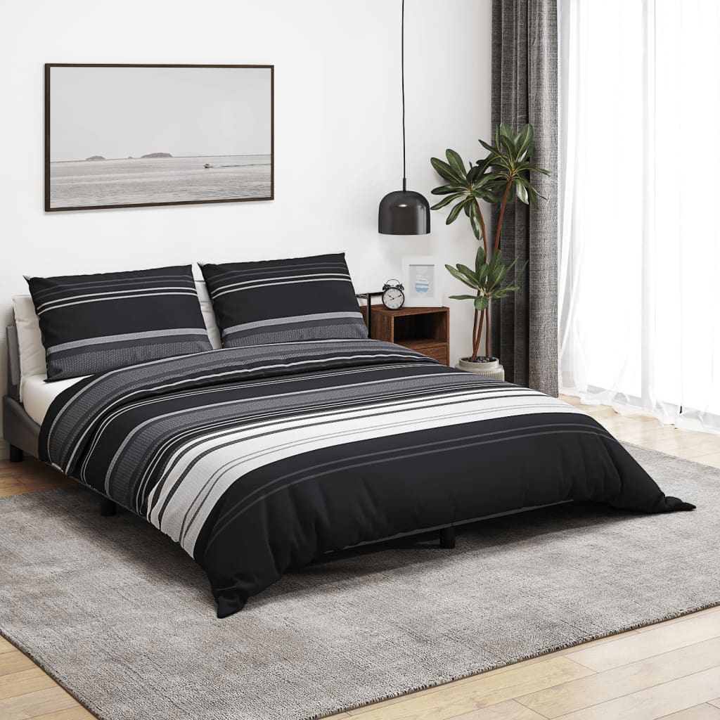 Vidaxl dekbedovertrekset 155x220 cm katoen zwart en wit