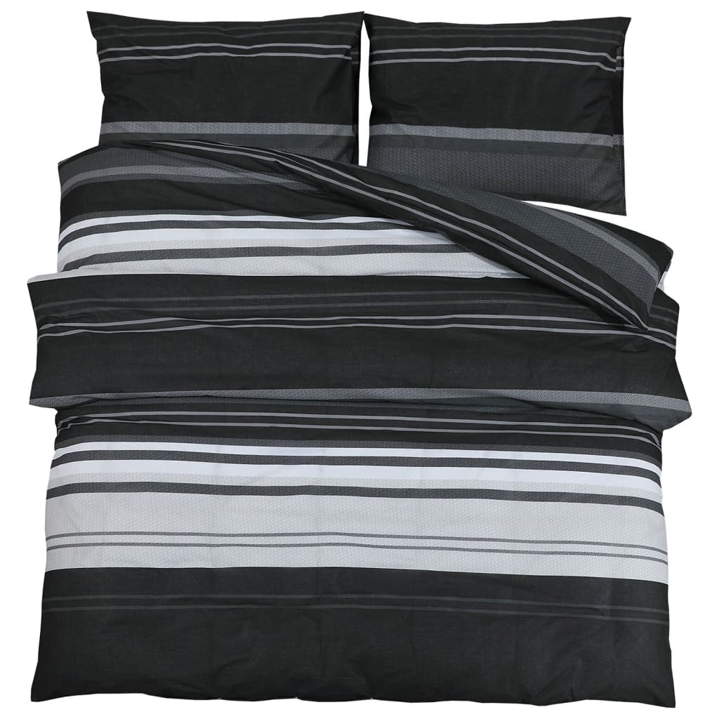 Vidaxl dekbedovertrekset 200x220 cm katoen zwart en wit