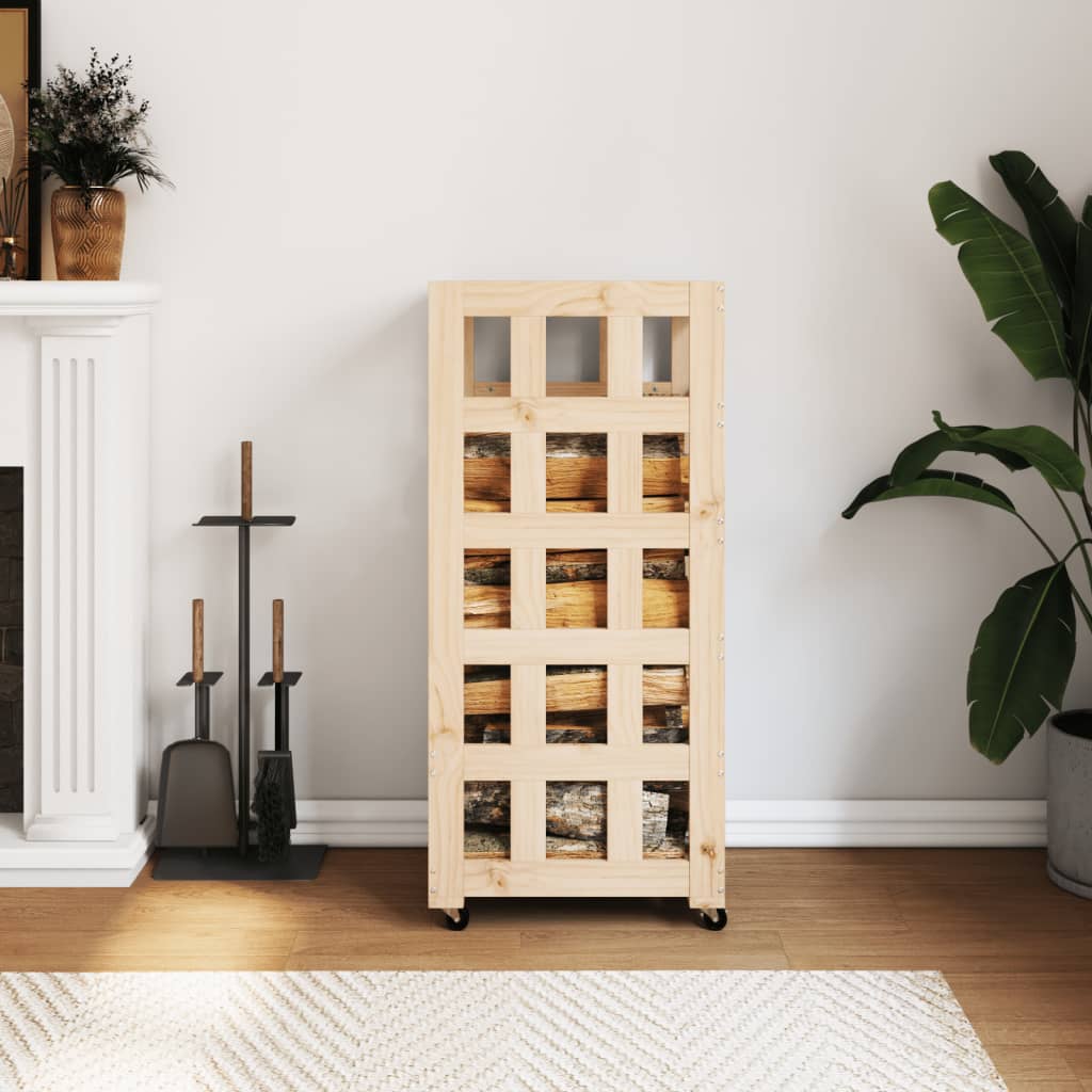 Vidaxl houtblokhouder met wielen 40x49x110 cm massief groenhout