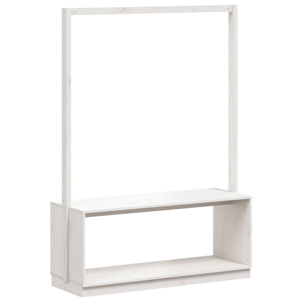Vidaxl kledingrek schoenenkast 113x40x157,5 cm massief groenhout wit