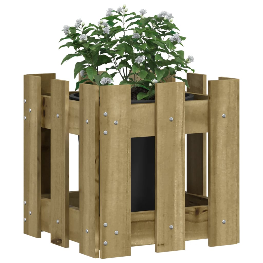 Vidaxl plantenbak met hekontwerp 30x30x30 cm geïmpregneerd groenenhout