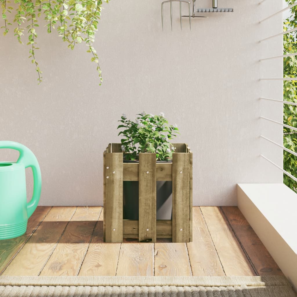 Vidaxl plantenbak met hekontwerp 30x30x30 cm geïmpregneerd groenenhout