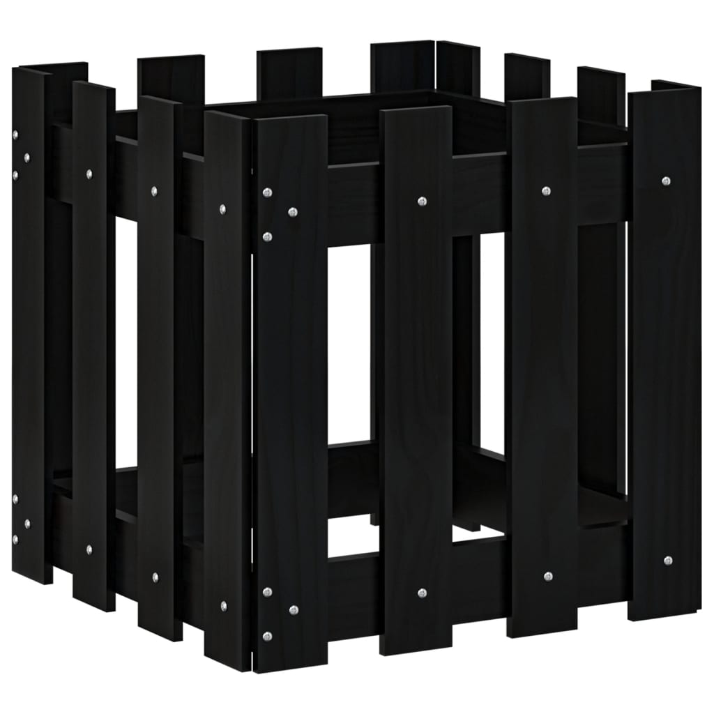 Vidaxl plantenbak met hekontwerp 40x40x40 cm massief groenenhout zwart