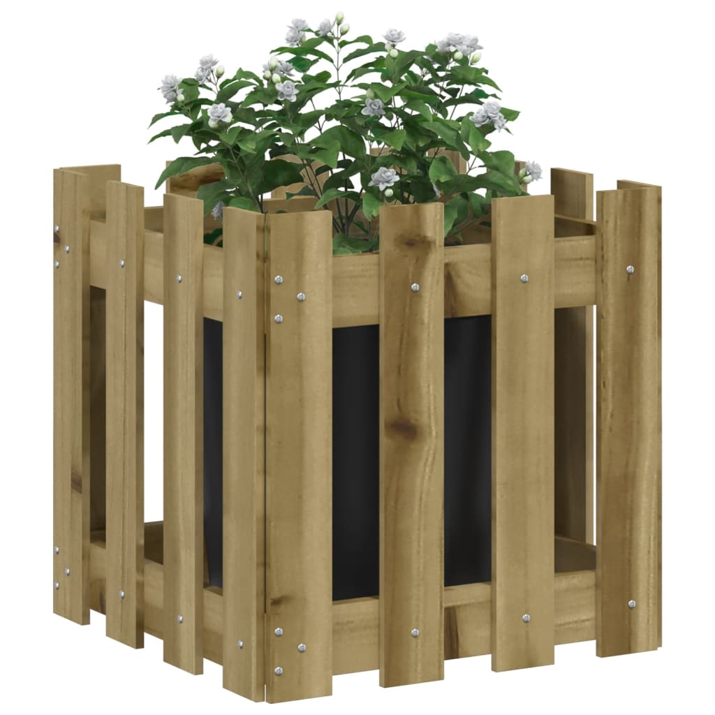 Vidaxl plantenbak met hekontwerp 40x40x40 cm geïmpregneerd groenenhout