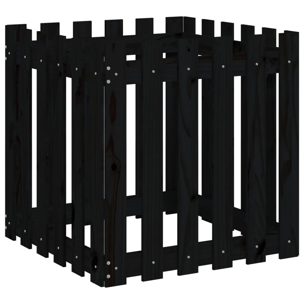Vidaxl plantenbak met hekontwerp 60x60x60 cm massief groenenhout zwart