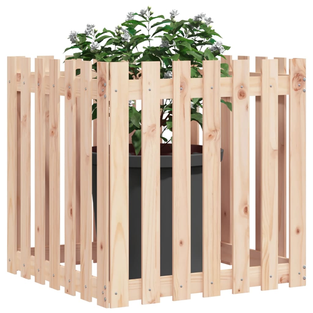 Vidaxl plantenbak met hekontwerp 70x70x70 cm massief groenhout